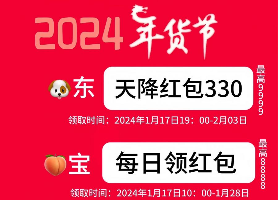 2024年淘宝京东年货节活动时间表几号开始持续到什么时候结束(红包攻略+满减规则)